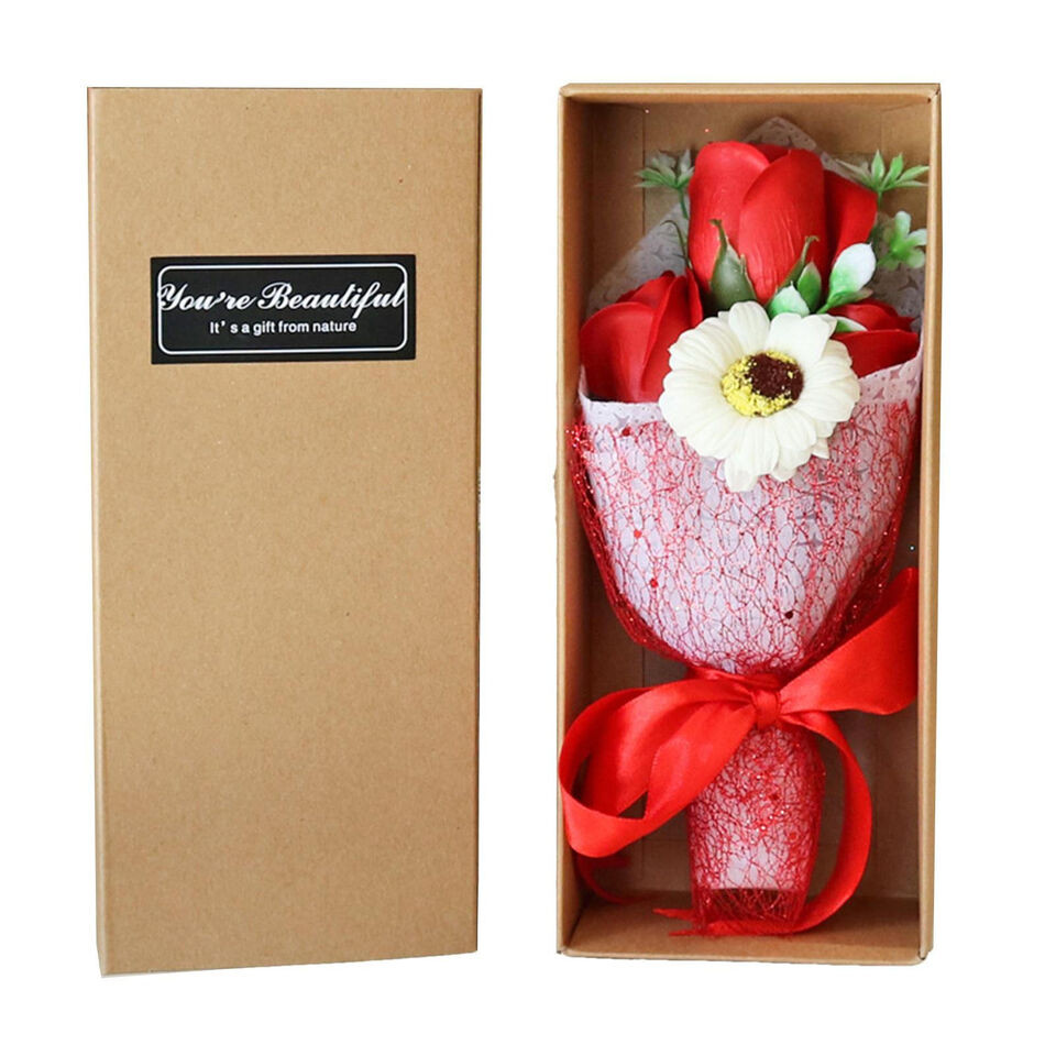 Scented Soap Flower Bouquet with Gift Box for Valentine's Day Wedding Decor